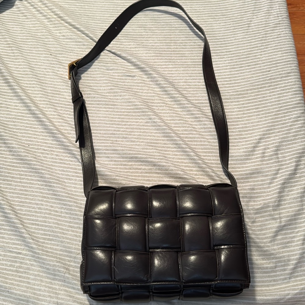 Bottega Veneta Deep Brown Intrecciato Padded Leather Crossbody - Authenticated!